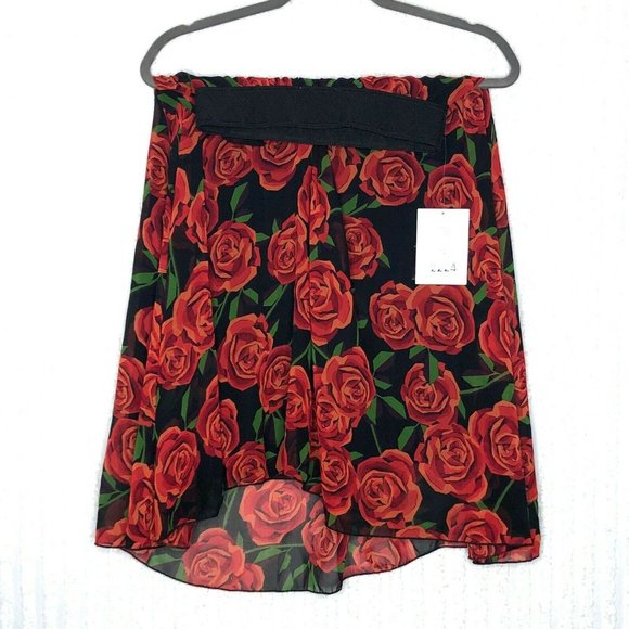 Rare LuLaRoe Lola Layered Midi Skirt Roses XXS